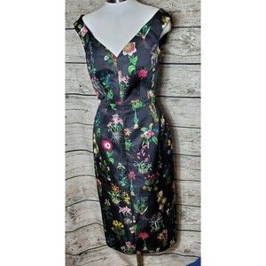 No 21 DONNA black multicolored flowery motif v-neck sleeveless dress Size 8(42)